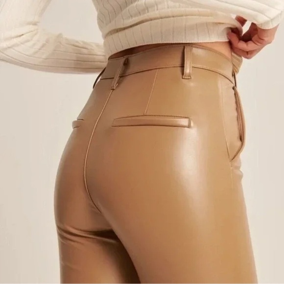 Abercrombie & Fitch The Skinny Ultra High Rise Vegan Leather Split-Hem Pant - Picture 2 of 8